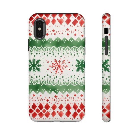 Watercolor Christmas Knitting - Impact Resistant Phone Case iPhone XS Matte